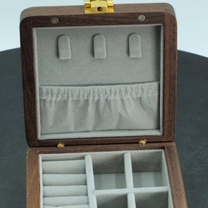 Mini Black Walnut Jewelry Box, Exquisite Travel-Friendly Design, Portable Jewelry Organizer