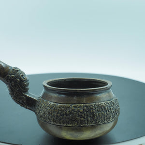 Antique Pure Copper Dragon-Head Ladle, Ornate Measuring Spoon with Traditional Chinese Motifs
