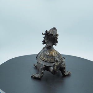 Brass Bagua Dragon Turtle Figurine: Antique Feng Shui Decor