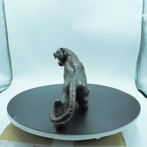 Grotesque Bronze Copper Roaring Tiger Figurine, Ferocious Antique Tiger Ornament