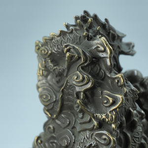 Copper Chinese Emperor Nine-Dragon Jade Seal Figurine: Imperial Dragon Head Stamp