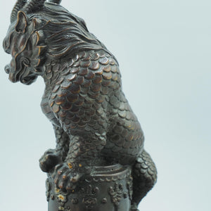 Pure Brass Kylin Statue, Water Absorbing Mythical Beast, Pillar Style Water Avoidance Guardian