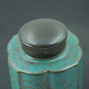 Kiln-Glazed Ceramic Coffee Canister, Green Gradient, Elegant Storage Jar