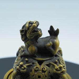 Antique-Style Pure Copper Incense Burner, Double Dragon Playing with Pearl Design