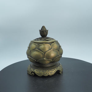 Pure Copper Lotus-Base Incense Burner, Lotus-Shaped Multi-Purpose Storage Container