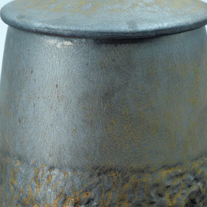 Handmade Gilded Ceramic Storage Jar: Rustic Pottery Canister with Lid