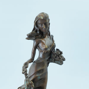 Pure Copper Classical Nude Female Figurine, Medieval Style Sculpture