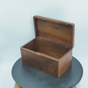 Handmade Black Walnut Wood Box, Magnetic Lid Keepsake, Dovetail Joints