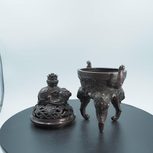 Vintage Elephant Incense Burner: Auspicious Aromatherapy Tripod Ding