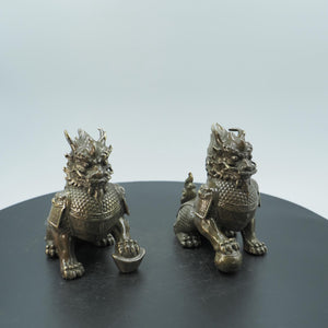 Pair of Pure Copper Kylin Ornaments, Auspicious Wealth and Home Protection Mythical Beasts