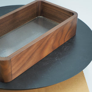 Handmade Black Walnut Display Box with Textured Glass Lid