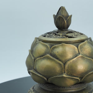 Pure Copper Lotus-Base Incense Burner, Lotus-Shaped Multi-Purpose Storage Container