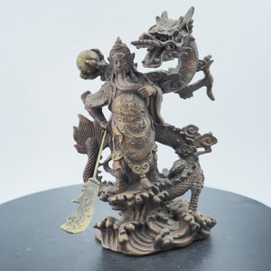 Copper Guan Yu Statue: Feng Shui Wealth God Caishen, Dragon Figurine