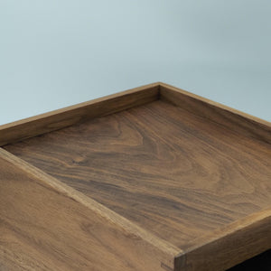 Handcrafted Black Walnut Two-Drawer Box: Minimalist Brass Knob Organizer