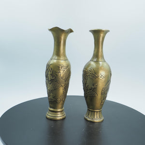Pure Copper Dragon and Crane Vase: Chinese Artistry Ornament
