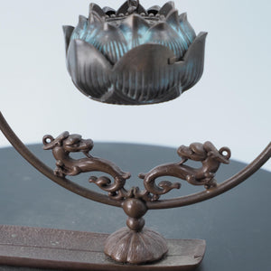 Hanging Lotus Copper Incense Burner with Dragon Bracket