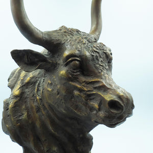 Large Handcrafted Pure Copper Bull Head - European Style Ornament