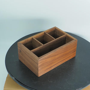 Handcrafted Walnut Multi-Compartment Organizer: Wooden Storage Box