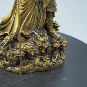 Pure Copper Guan Gong Statue: Martial God Guan Yu Holding Treasure Bowl
