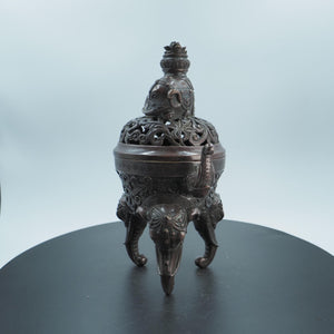 Vintage Elephant Incense Burner: Auspicious Aromatherapy Tripod Ding
