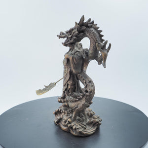 Copper Guan Yu Statue: Feng Shui Wealth God Caishen, Dragon Figurine