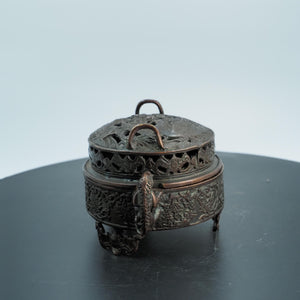 Antique Copper Dragon & Phoenix Incense Burner Box
