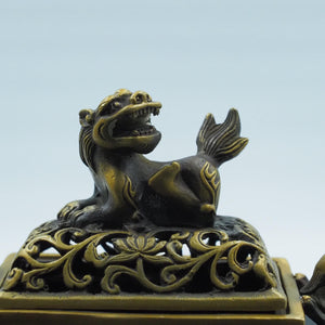Copper Double Dragon Incense Burner: Aromatherapy Storage Container