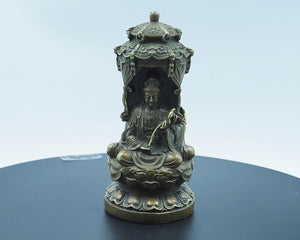 Pure Copper Three-Faced Buddha Statue - Guanyin, Amitabha