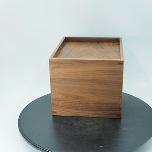 Handcrafted Black Walnut Two-Drawer Box: Minimalist Brass Knob Organizer