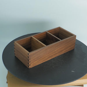 Handcrafted Black Walnut Wooden Organizer, 3-Compartment Desk Tray
