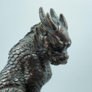 Pure Brass Kylin Statue, Water Absorbing Mythical Beast, Pillar Style Water Avoidance Guardian