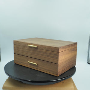 North American Black Walnut Double-Layer Jewelry Box, Integrated Multi-Storage Design