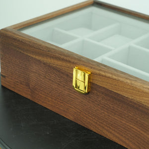 Black Walnut Watch & Glasses Box, Glass Lid Display Organizer, Men  Gift