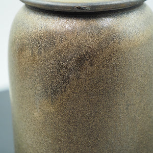 Handmade Ceramic Jar with Lid: Gilded Brown Pottery Storage