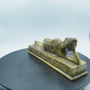 Brass Reclining Nirvana Buddha Statue: Antique Style Feng Shui Decor