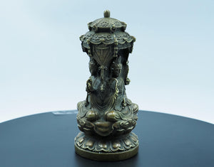 Pure Copper Three-Faced Buddha Statue - Guanyin, Amitabha