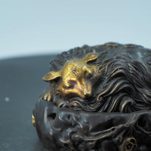 Antique Brass Nine-Tailed Fox Incense Burner Box: Copper Storage