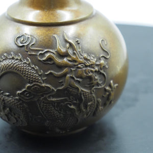 Brass Dragon and Phoenix Vase: Hand-Inlaid Copper Decorative Art