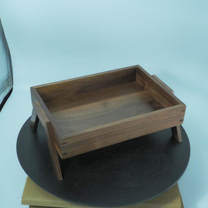 Black Walnut Countertop Cosmetic Organizer, Large-Capacity Solid Wood V-Leg Design, Storage for Bottles & Jars