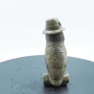 Pure Copper Owl Figurine, Detective Owl with Envelope and Newspaper, Intricate Handcrafted Ornament