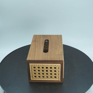 Walnut Rattan Tissue Box Cover, Handmade Wooden Tissue Holder, Nordic Style Decorative Napkin Case, American Black Walnut Tissue Dispenser