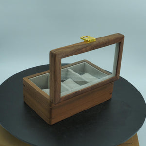 Black Walnut 3-Slot Watch Storage Box, Silk Cushion Pillows, Luxury Dustproof Watch Case