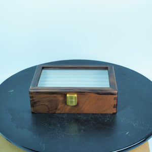 Black Walnut Ring & Earring Jewelry Box, Compact Wooden Storage Organizer