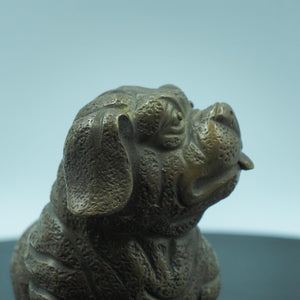 Small Copper Bulldog Figurine, Big Nose Design, Adorable Decorative Sculpture