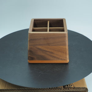 Handcrafted Black Walnut Cutlery Holder, 4-Compartment Utensil Organizer