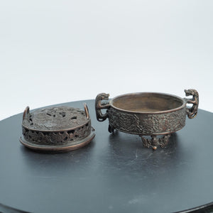 Antique Copper Dragon & Phoenix Incense Burner Box