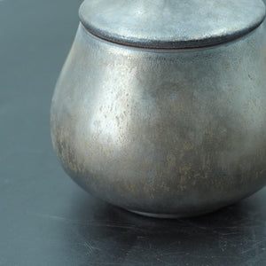 Handmade Iron Gray Ceramic Jar with Lid: Rustic Tea Coffee Spice Container