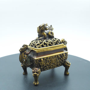 Copper Double Dragon Incense Burner: Aromatherapy Storage Container