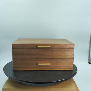 North American Black Walnut Double-Layer Jewelry Box, Integrated Multi-Storage Design