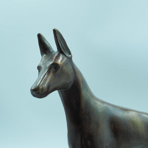 Solid Copper Doberman Figurine, Protective Dog Sculpture
